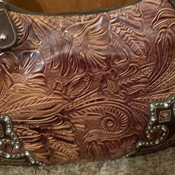 Leather work purse with rhinestone - Picture 3 of 10